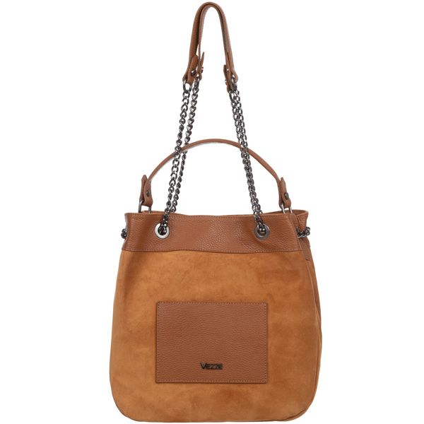 VEZZE torebka zamszowa damska worek z łańcuszkiem V500 camel zdjęcie 1