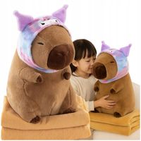 MASKOTKA PLUSZAK KAPIBARA 3W1 DUŻA PRZYTULANKA PODUSZKA 45 CM + KOC