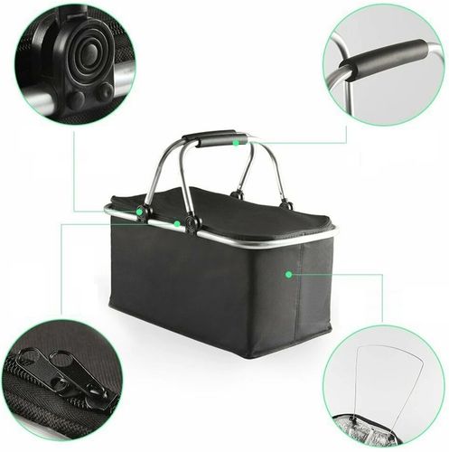 KOSZ CZARNY KOSZYK PIKNIKOWY SKŁADANY TERMICZNY + 2 WKŁADY CHŁODZĄCE na Arena.pl