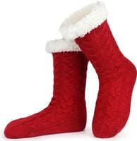 Skarpetki Damskie Ciepłe i Antypoślizgowe Czerwone z Futerkiem 35-40