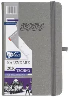 Kalendarz 2026 A6 Tygodniowy Techno, Szary