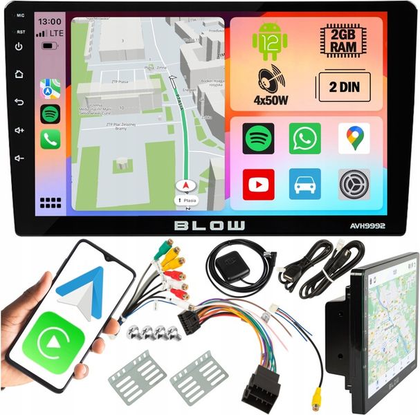 RADIO SAMOCHODOWE ANDROID BLUETOOTH 2 DIN 9 CALI GPS CARPLAY MIRROR LINK zdjęcie 1