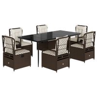 7-cz. zestaw mebli ogrodowych, z poduszkami, brązowy, rattan PE