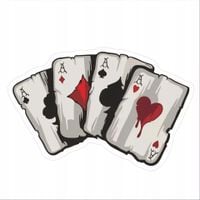 Naklejka na Samochód 4 Asy Na szybę Na Szczęście Fart Poker Gra Karciana