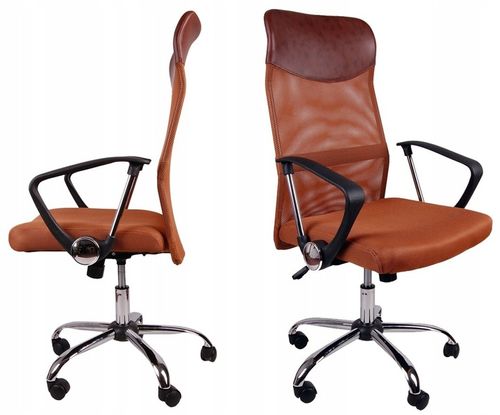 Fotel BIUROWY przewiewny obrotowy GIOSEDIO brązowy na Arena.pl