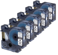 TAŚMA DO DYMO D1 45013 12mm ZESTAW 5 SZT S0720530 biała taśma czarny nadruk