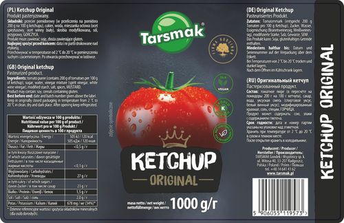 TARSMAK 9 X KETCHUP ORYGINAL 1000g KARTON na Arena.pl