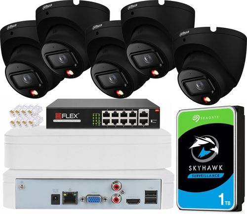 Zestaw Monitoringu 5 Kamer IPC-HDW1639T-A-IL 6Mpx Dual Light PoE DAHUA na Arena.pl