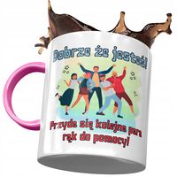 Kubek Różowy Na Powitanie Przywitanie W Pracy Z Nadrukiem Ze Zdjęciem