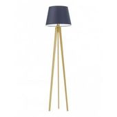 Lampa podłogowa CURACAO abażur granatowy stelaż dębowy