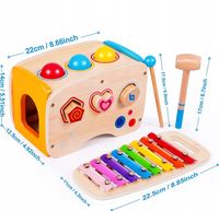 CYMBAŁKI DREWNIANE 8-TONOWE Młoteczek + Sorter + Klocki