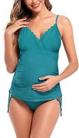 Strój kąpielowy ciążowy tankini dwuczęściowy, turkusowy, regulowany XL