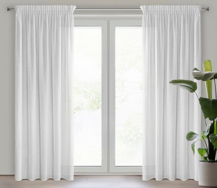 Zasłona gotowa na taśmie AGIS 140x270 biała z puszystym włoskiem zdjęcie 1