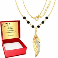 Złoty Łańcuszek 925 Długi Naszyjnik Skrzydło