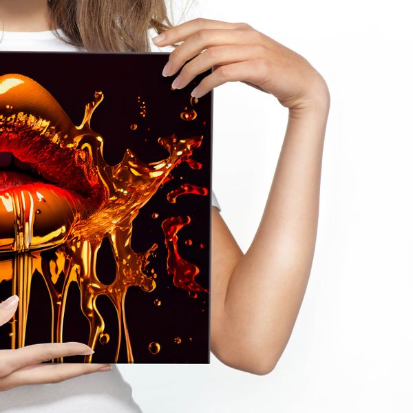 Obraz Ścienny Abstrakcyjne USTA Dekoracja Nowoczesny Wzór 3D 70cm x 50cm zdjęcie 4