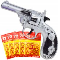 PISTOLET NA SPŁONKĘ REWOLWER REKWIZYT METAL 5x72szt KAPISZONY GRATIS