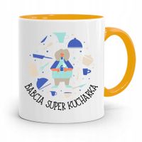 Kubek Żółty Dzień Babci Babcia Super Kocharka Z Nadrukiem Ze Zdjęciem