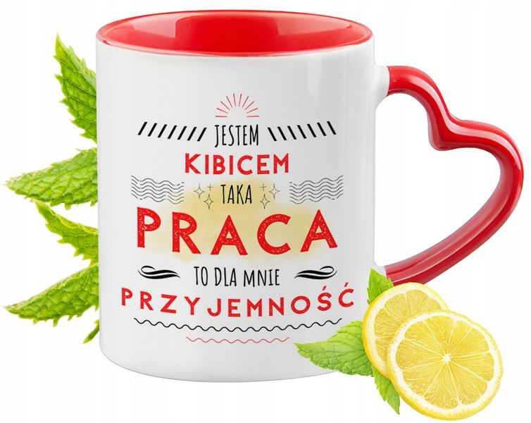 Kubek Dla Kibica Czerwony Z Uszkiem W Kształcie Serca Na Prezent zdjęcie 1
