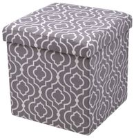 Puf mały z materiału otwierany z geometrycznym wzorem