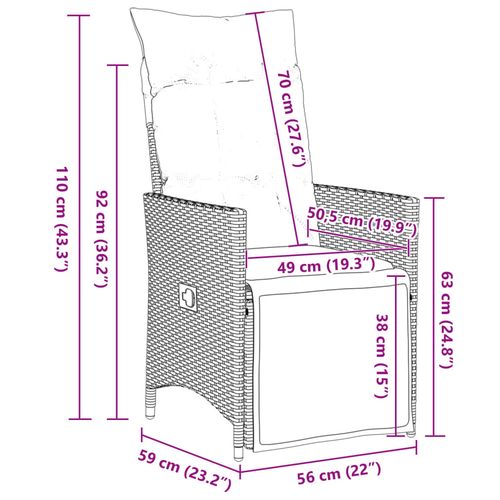 9-cz. zestaw ogrodowych mebli bistro z poduszkami, brązowy na Arena.pl
