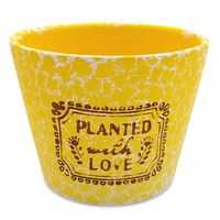 DONICZKA CERAMICZNA NA KWIATY ZIOŁA WIOSENNA OSŁONKA NA DONICZKĘ ŻÓŁTA