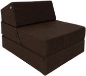 FOTEL KANAPA PUFA MATERAC rozkładany składany SOFA 80x190x15 SZTRUKS brąz