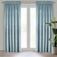 Zasłona na taśmie welwetowa jednokolorowa ROSA 135X300 morska