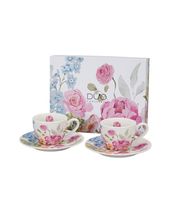 FILIŻANKI ZE SPODKIEM ESPRESSO DUO KWIATY PTASZEK JUNE 90 ML X 2 SZT