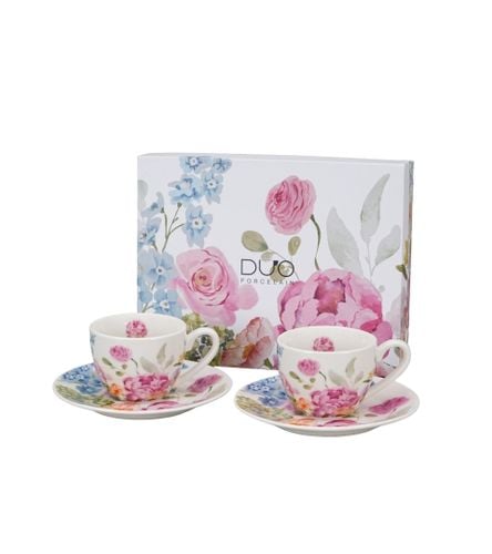 FILIŻANKI ZE SPODKIEM ESPRESSO DUO KWIATY PTASZEK JUNE 90 ML X 2 SZT na Arena.pl