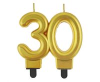 świeczka b&c cyferka 30, metalik złota, 8.0 cm  pf-scz30