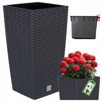 DONICZKA DONICA OGRODOWA KWIETNIK ANTRACYT WYSOKA RATTAN BALKON 42CM WKŁAD