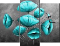 90CM 70 ZEGAR 3 ELEM NIEBIAŃSKIE KWIATY SCIENNY DRUK