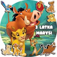 OPŁATEK NA TORT 30CM - THE LION KING KRÓL LEW + IMIĘ + GRATIS! 24CM 26CM