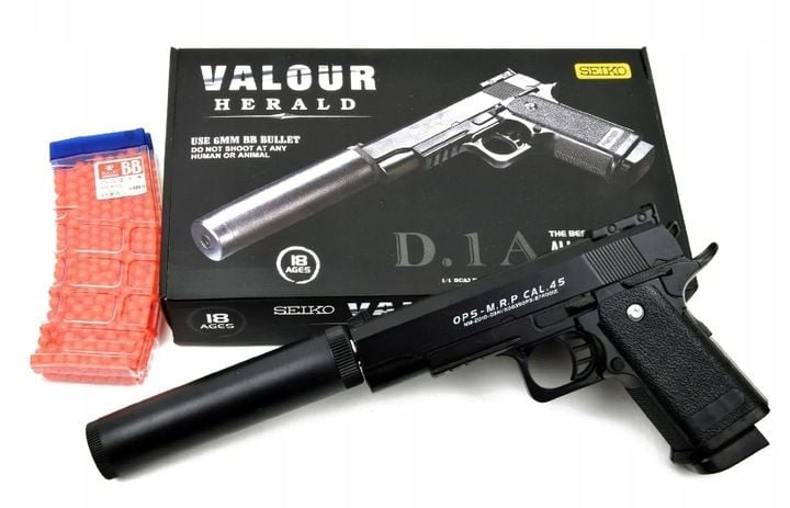 Kup Pistolet metalowy NA KULKI PLASTIKOWE Z tłumikiem + 800 kulek ...