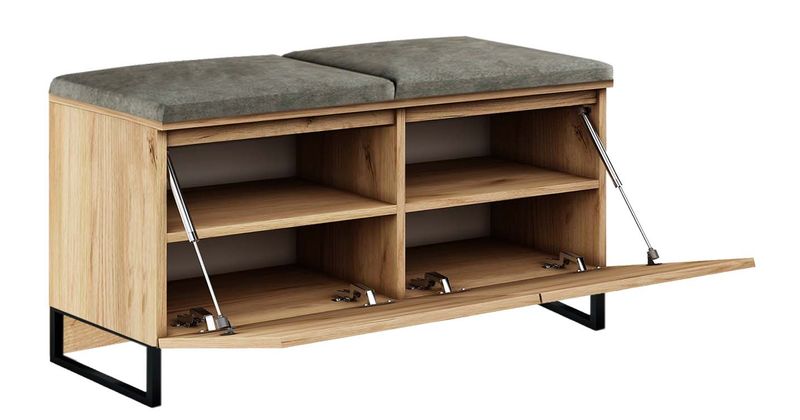 Zestaw mebli do przedpokoju Megan 2PP8 dąb złoty+biały/panele szare zdjęcie 6