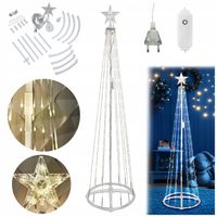 ŚWIĄTECZNA CHOINKA LED ZE STELAŻEM 180 CM LAMPKI NA ŚWIĘTA BIAŁE CIEPŁE