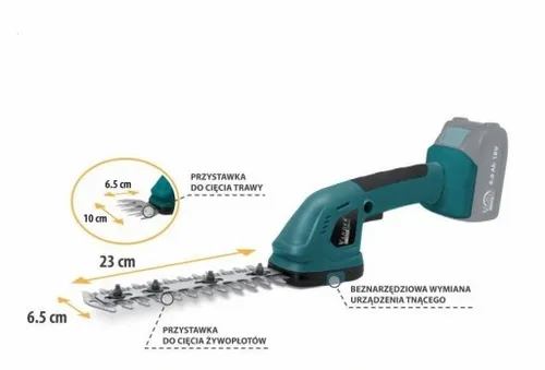 NOŻYCE TRYMER akumulatorowe do żywopłotu krzewów trawy AKU+ 18V Vander na Arena.pl