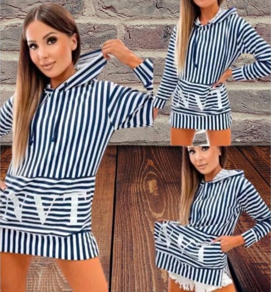 BLUZA z kapturem W PASKI CLASSIC COLLECTION Z printem r.M (38) zdjęcie 4