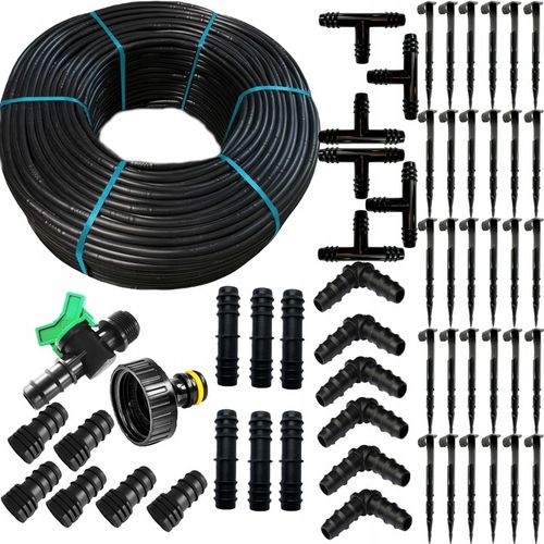 LINIA KROPLUJĄCA NAWADNIANIE KROPELKOWE 50m + 56 elementów Wąż pocący na Arena.pl