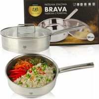 PATELNIA 24 CM STALOWA NIEPRZYWIERAJĄCA GŁĘBOKA DO SMAŻENIA INDUKCJA GAZ