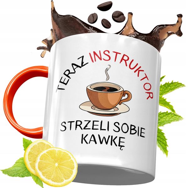 Kubek Pomarańczowy Dla Instruktora Prezent Z Nadrukiem Ze Zdjęciem zdjęcie 1