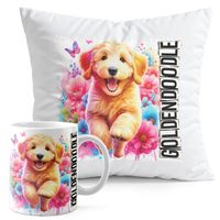 ZESTAW KUBEK + PODUSZKA DRUK - PIES PSY PIESEK RASA GOLDENDOODLE