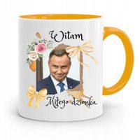 Kubek Żółty Prezydenta Andrzej Duda Pis Dla Ciebie Z Nadrukiem Ze Zdjęciem