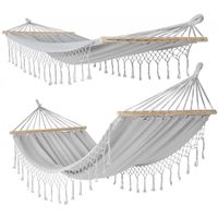 HAMAK OGRODOWY 1 OSOBOWY 200X100CM Z DRĄŻKIEM I Z FRĘDZLAMI MIAMI SZARY 1041469