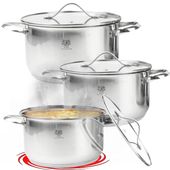 Kpl 3 garnków stal nierdzewna zestaw garnki pokrywki gaz indukcja