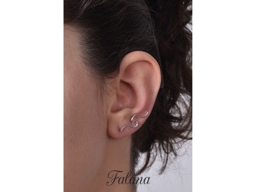 NAUSZNICE SREBRNE KOLCZYKI FALE DRUCIKI WAVE kn187 na Arena.pl