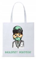 Dla Dentysty Stomatologa Torba Eco Biała Shopper Z Nadrukiem Ze Zdjęciem
