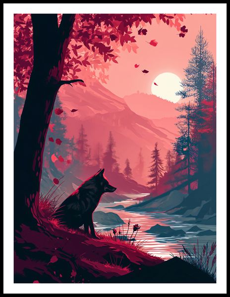Plakat 60x80cm Wilk Przy Brzegu Lasu zdjęcie 3