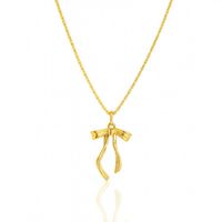 naszyjnik stal szlachetna pozłacana 14k złotem, kokardka nst2215