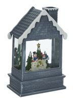 dekoracja wodna w kształcie domku,  21 cm, 3xaa (brak), usb, wew.